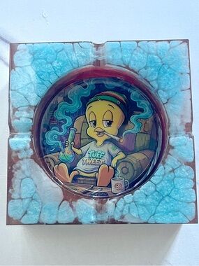 Stoned Tweety Bird Ashtray | Custom Cartoon Stoner Art Smoke Accessory